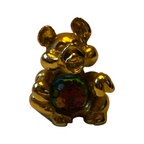 Rare Fireball Gold Solid Pewter Pig Figurine AB Crystal 1980s England Vintage Bossons by TheVoyageBird