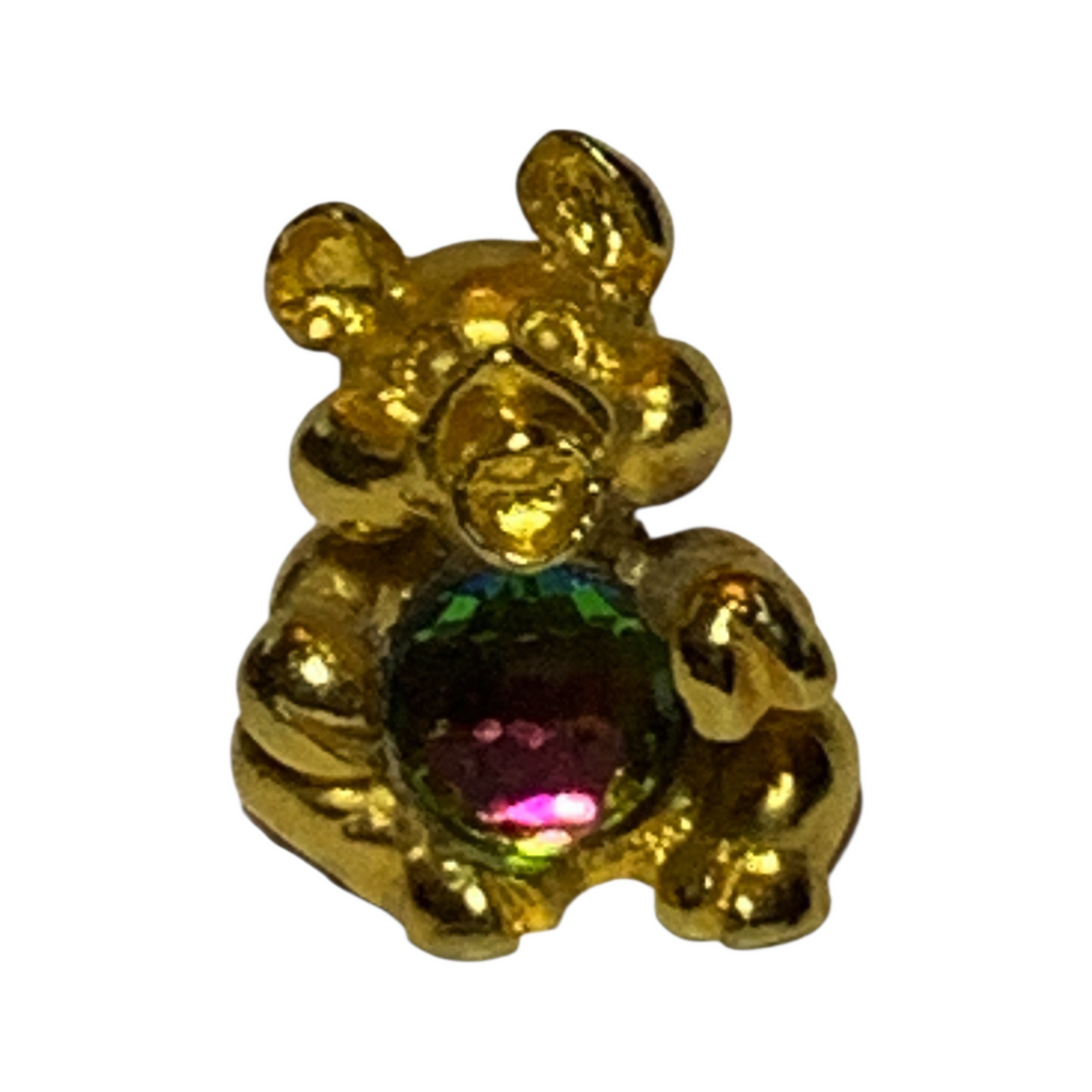 Rare Fireball Gold Solid Pewter Pig Figurine AB Crystal 1980s England Vintage Bossons by TheVoyageBird