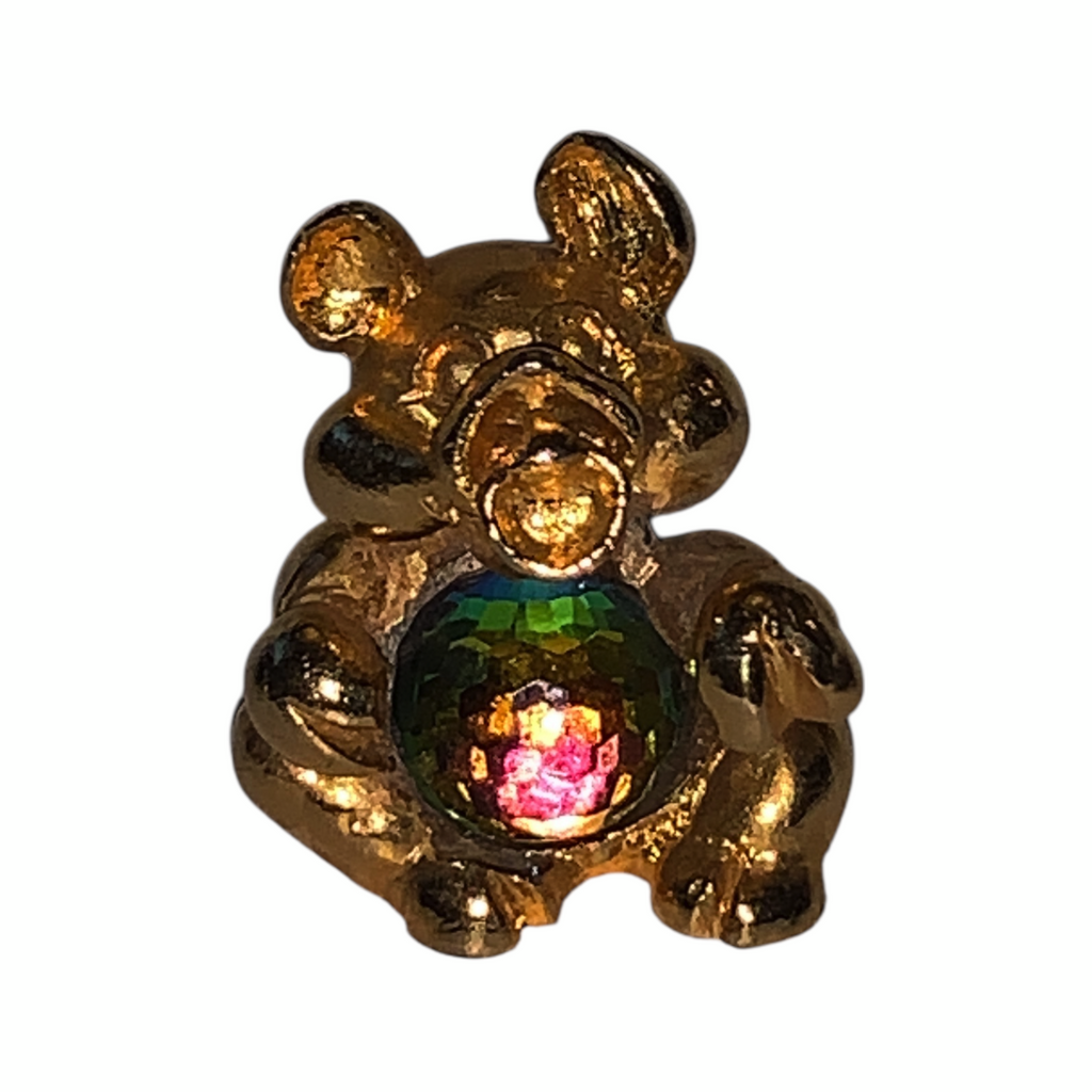 Rare Fireball Gold Solid Pewter Pig Figurine AB Crystal 1980s England Vintage Bossons by TheVoyageBird