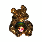 Rare Fireball Gold Solid Pewter Pig Figurine AB Crystal 1980s England Vintage Bossons by TheVoyageBird