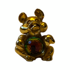 Rare Fireball Gold Solid Pewter Pig Figurine AB Crystal 1980s England Vintage Bossons by TheVoyageBird