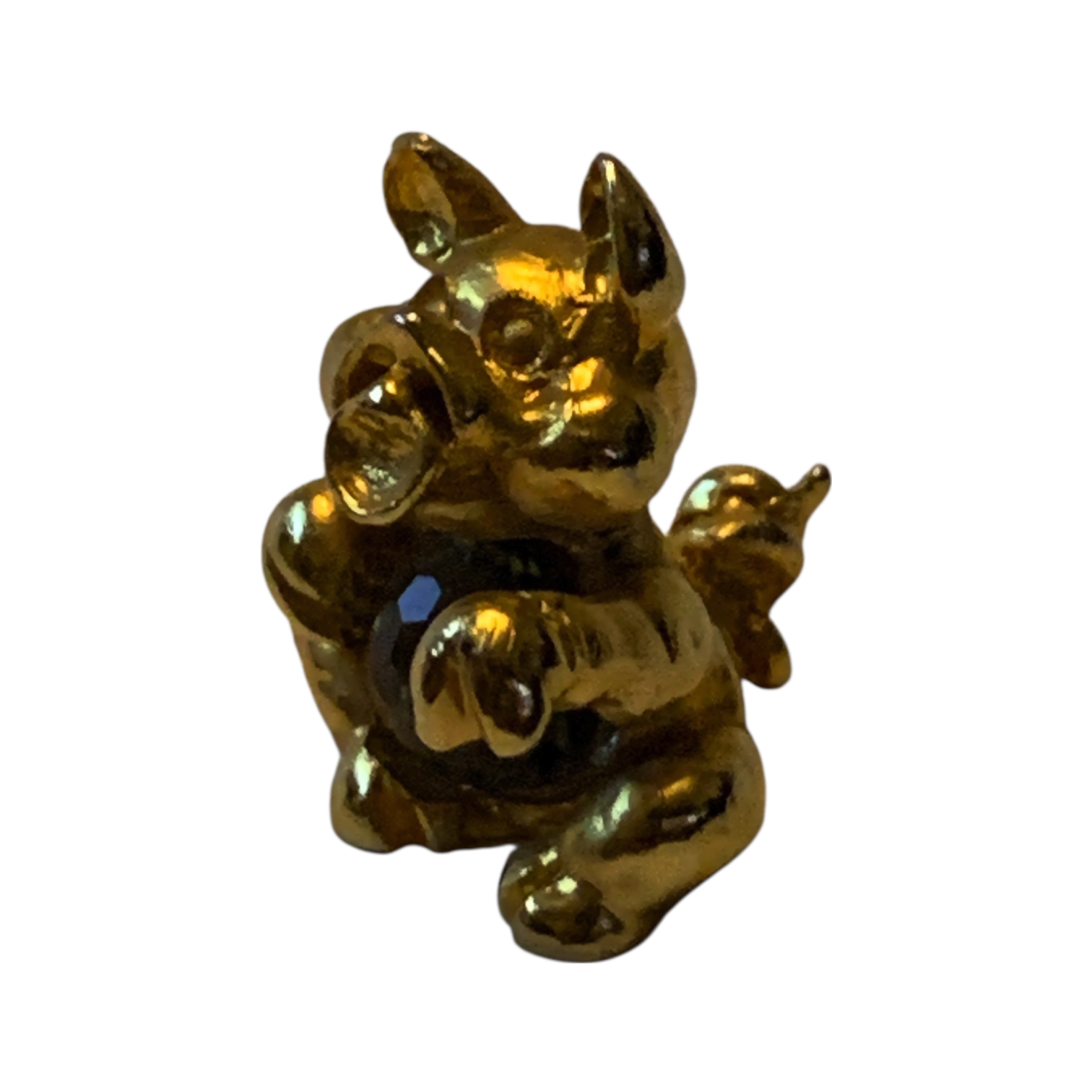 Rare Fireball Gold Solid Pewter Pig Figurine AB Crystal 1980s England Vintage Bossons by TheVoyageBird