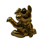Rare Fireball Gold Solid Pewter Pig Figurine AB Crystal 1980s England Vintage Bossons by TheVoyageBird