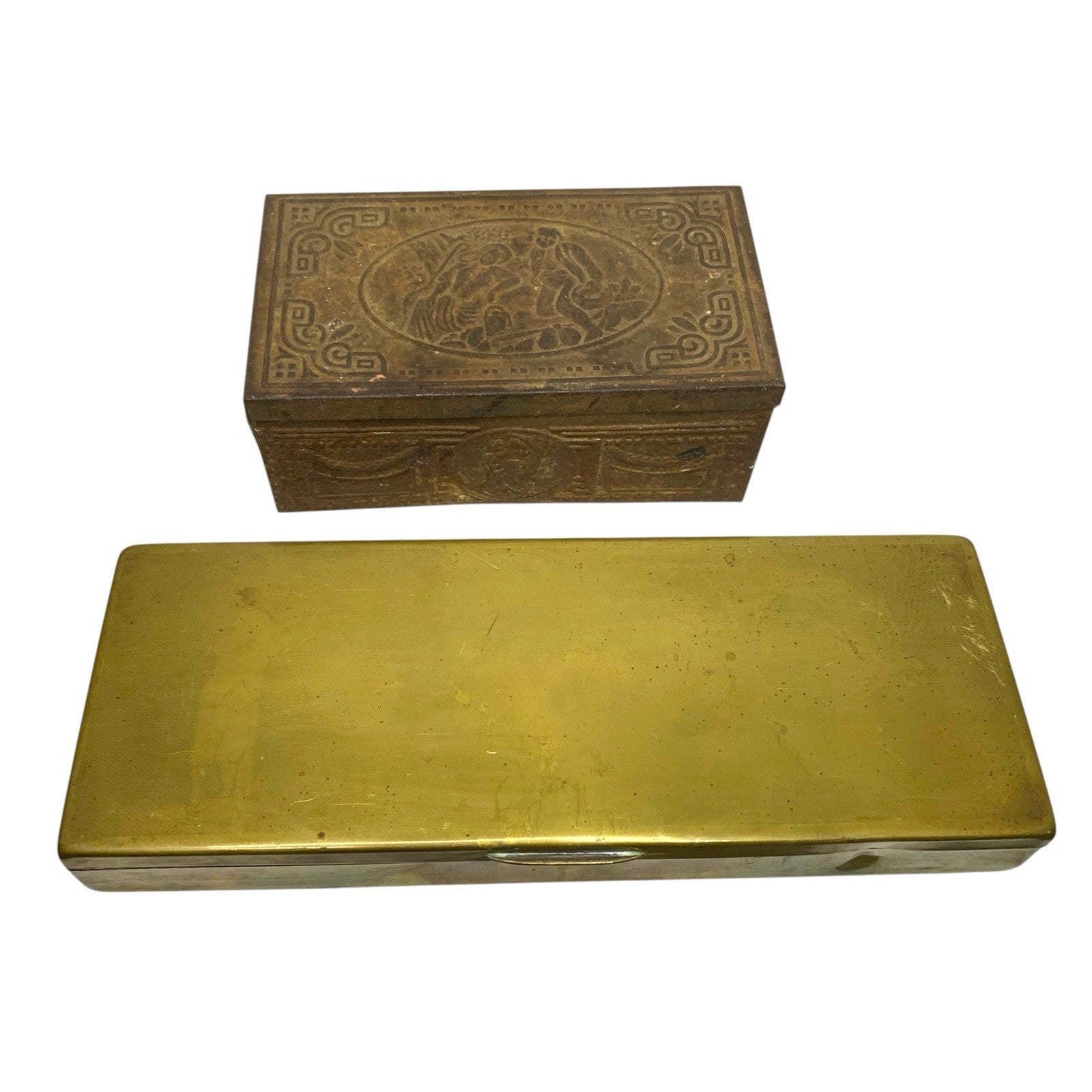 Set of 2 Vintage State Express Brass Cigarette Boxes – 333 Tobacco Storage Lot Cigar Boxes by TheVoyageBird