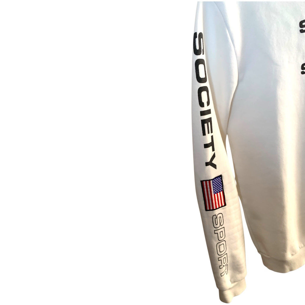 Society Sport USA White Jumper – Long Sleeve Pullover – Flags Print – Size S T-Shirts by TheVoyageBird