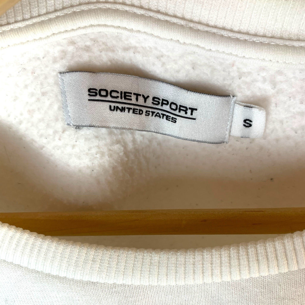 Society Sport USA White Jumper – Long Sleeve Pullover – Flags Print – Size S T-Shirts by TheVoyageBird