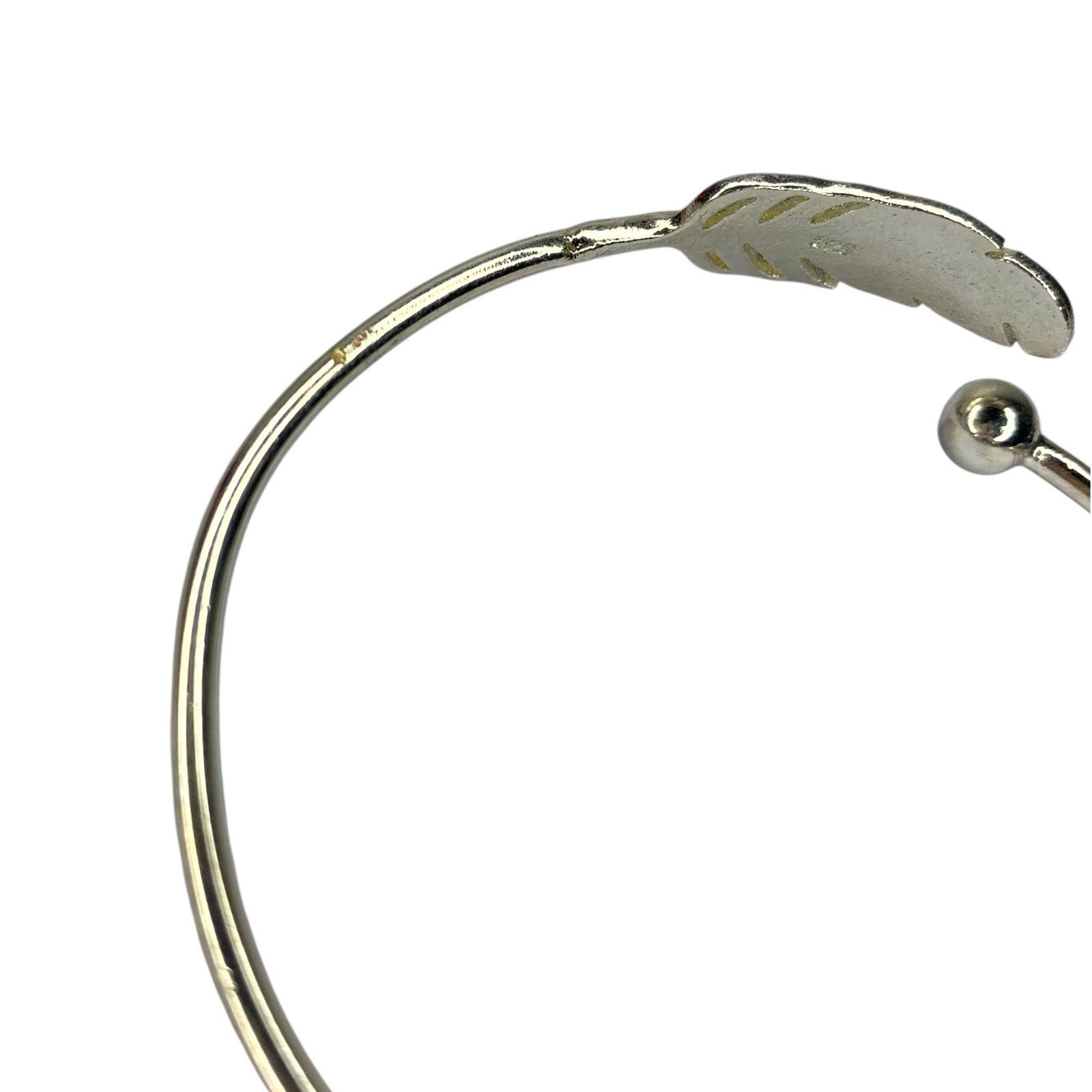 Sterling Silver 925 Feather Swirl Cuff Bangle Bracelet Bracelets by TheVoyageBird