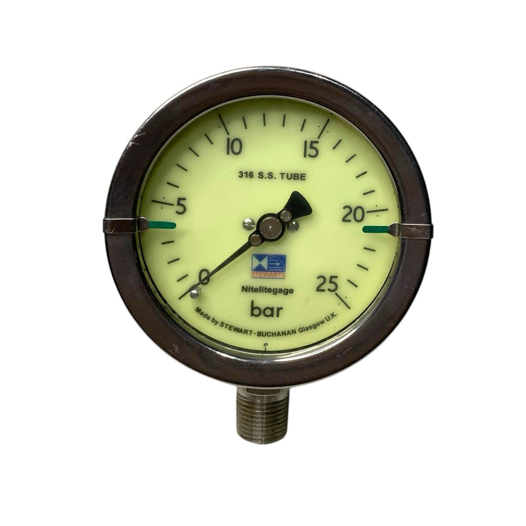 Stewart Buchanan Nitelite Pressure Gauge 25 Bar 316 Stainless Steel Tube Air Pressure Gauges by TheVoyageBird