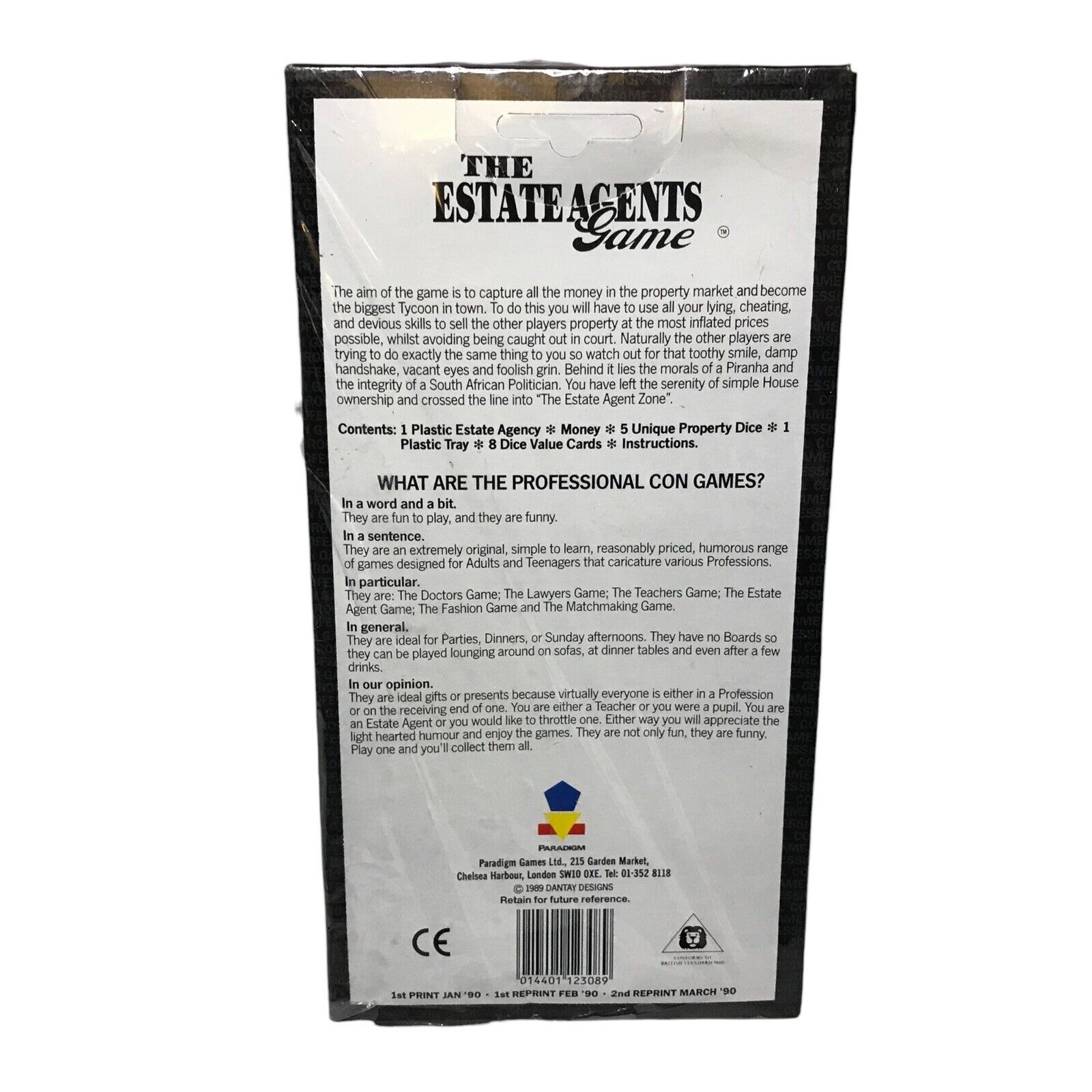 The Estate Agents Game by Paradigm Vintage 1989 “A Professional Con Game” - New Sealed Vintage Manufacture by TheVoyageBird