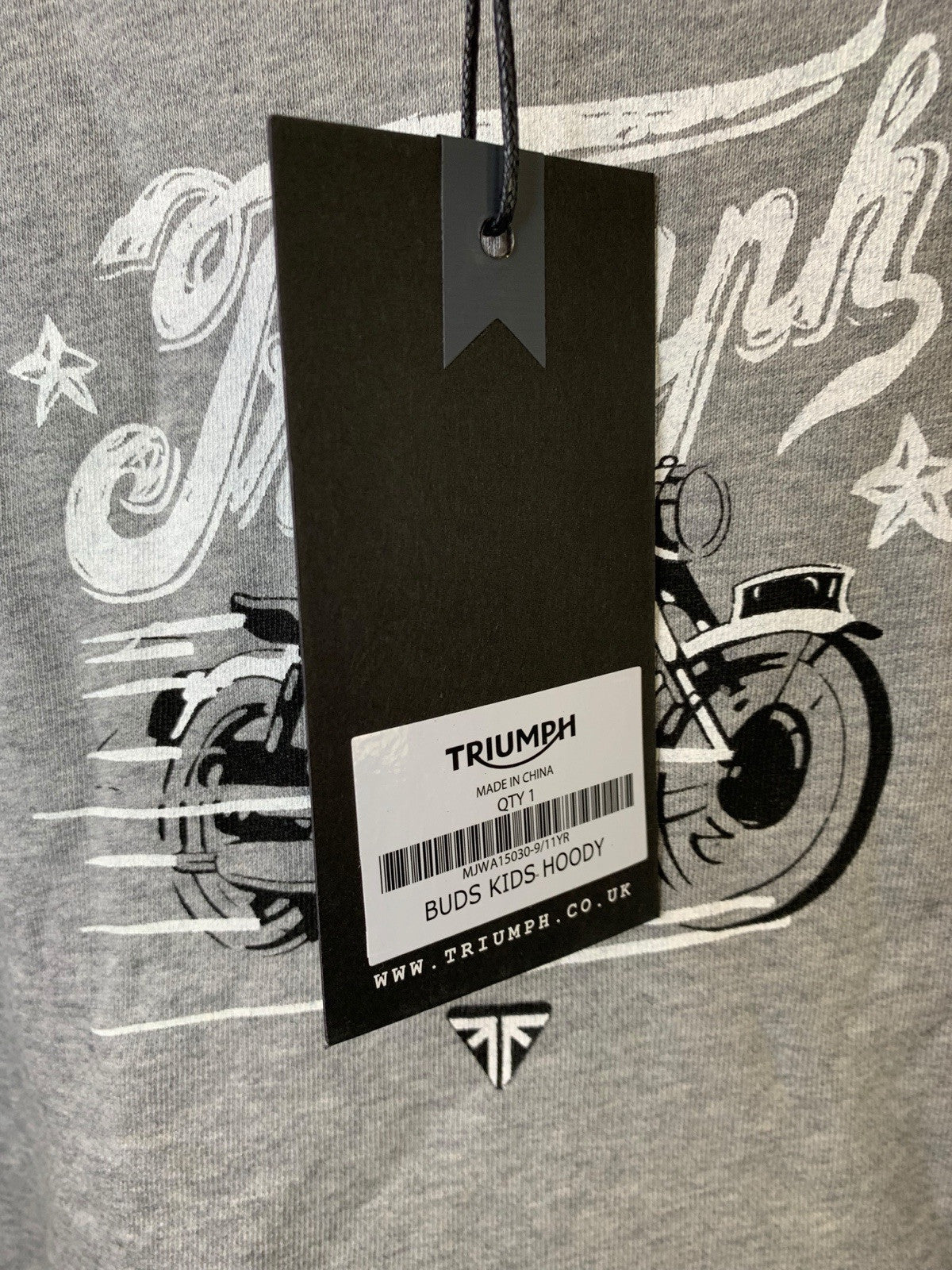 Triumph Motorcycles Boys Grey Hooded Jumper Hoodie Age 9-11 Years New with Tags Hoodies by TheVoyageBird