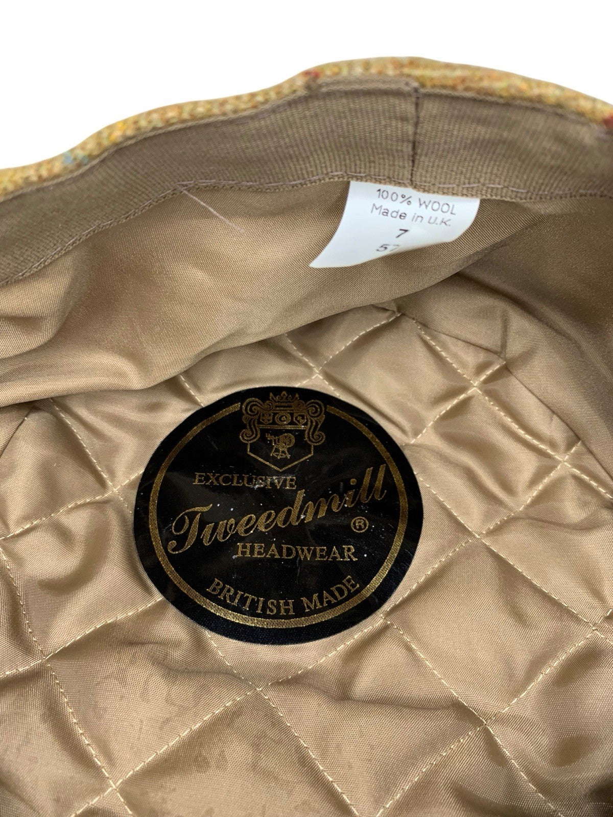 Tweedmill Cap British Made Size 7 Beige Plaid Tweed Adult Flat Cap Country Style Hats by TheVoyageBird