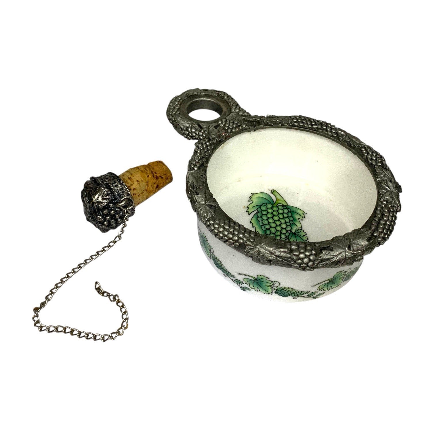 VINEYARD Brimstone Fine China Wine Bottle Holder & Bottle Stopper Grape Design Wine Bags, Boxes & Carriers by TheVoyageBird