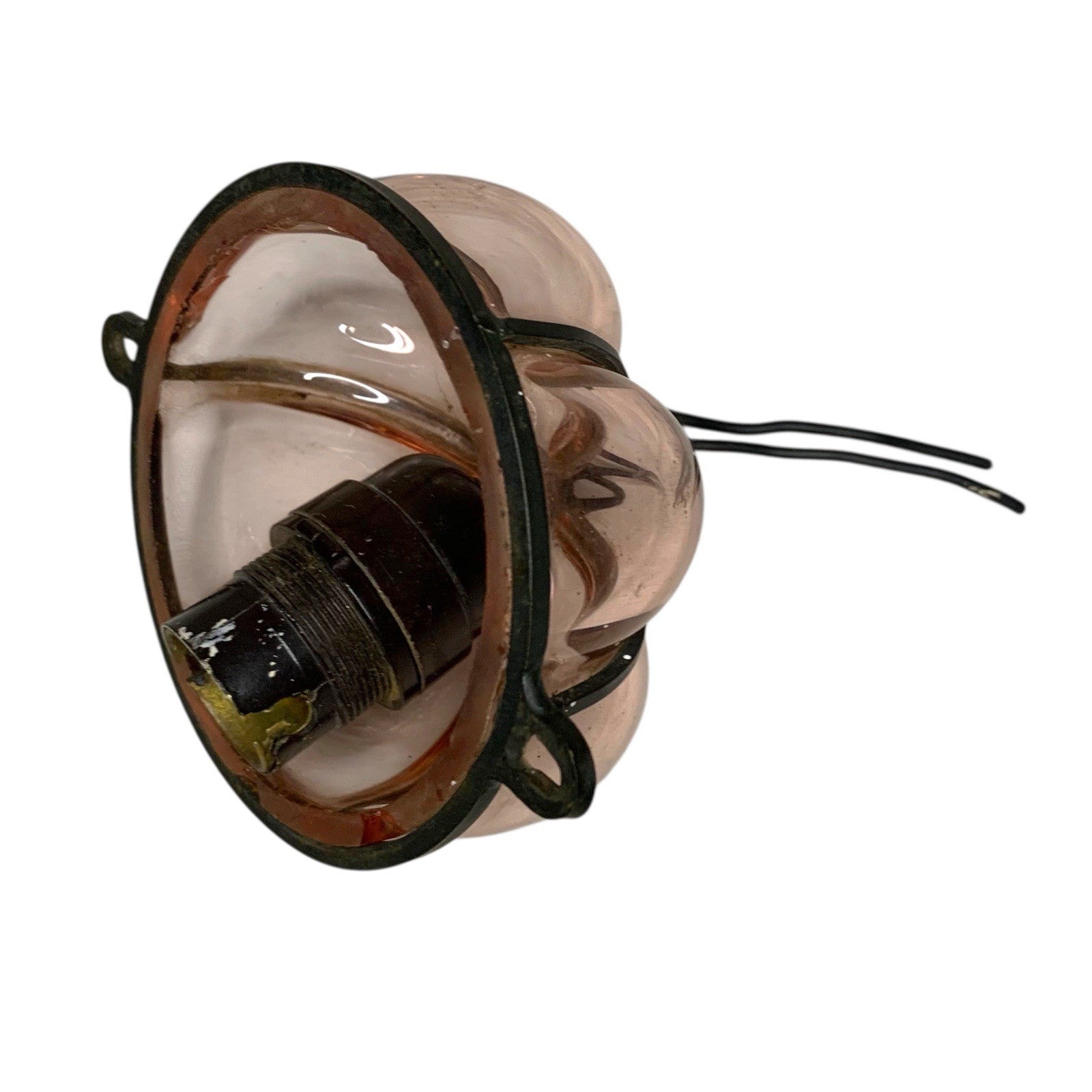 Venetian Murano Pink Glass Pendant Light - Vintage Wrought Iron Cage Italian Lighting UK Chandeliers, Sconces & Lighting Fixtures by TheVoyageBird