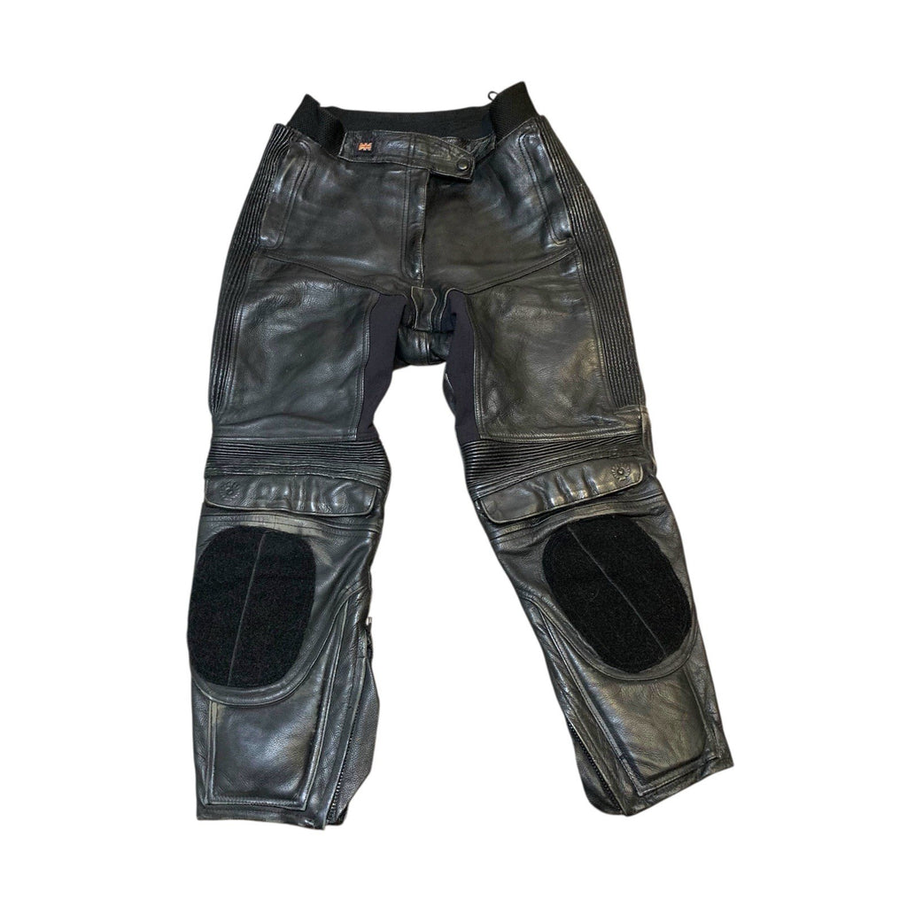 Vintage 80s Belstaff Ladies Leather Motorcycle Trousers UK 14 Black Biker Pants Trousers by TheVoyageBird