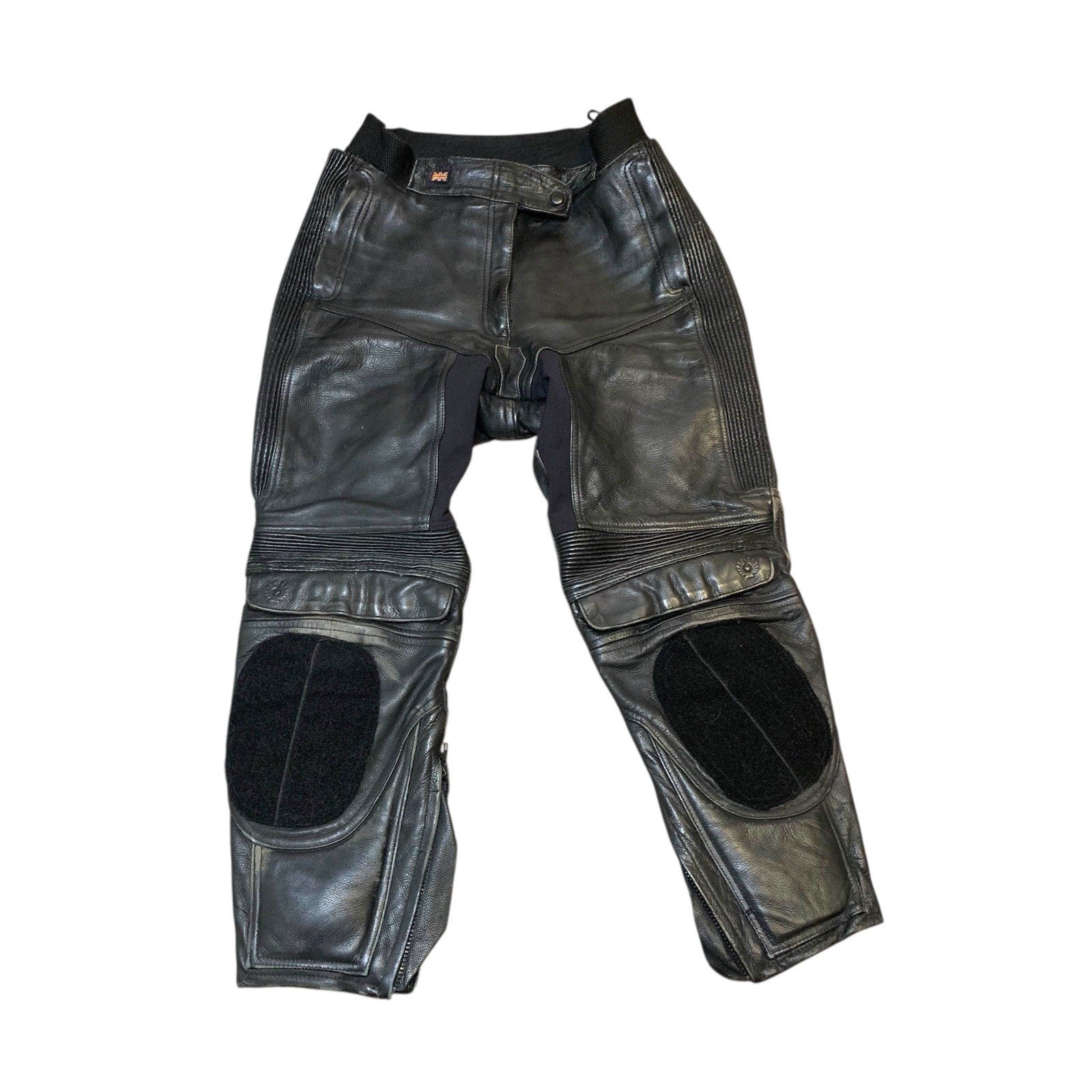 Vintage 80s Belstaff Ladies Leather Motorcycle Trousers UK 14 Black Biker Pants Trousers by TheVoyageBird