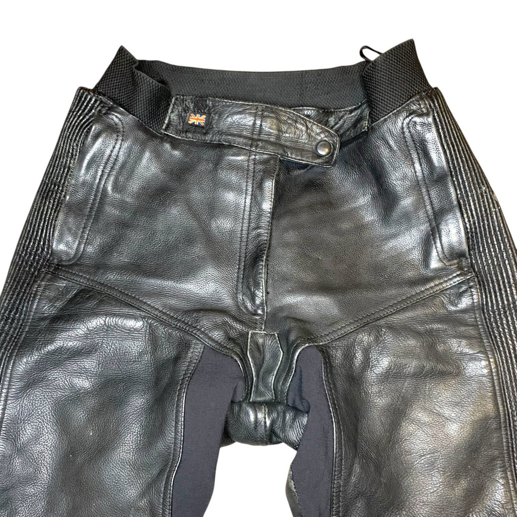 Vintage 80s Belstaff Ladies Leather Motorcycle Trousers UK 14 Black Biker Pants Trousers by TheVoyageBird
