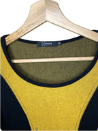 Vintage 80s Naveed Dress M Black Yellow Tree Print Jersey Shoulder Pads Dresses by TheVoyageBird