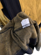 Vintage 80s Naveed Dress M Black Yellow Tree Print Jersey Shoulder Pads Dresses by TheVoyageBird