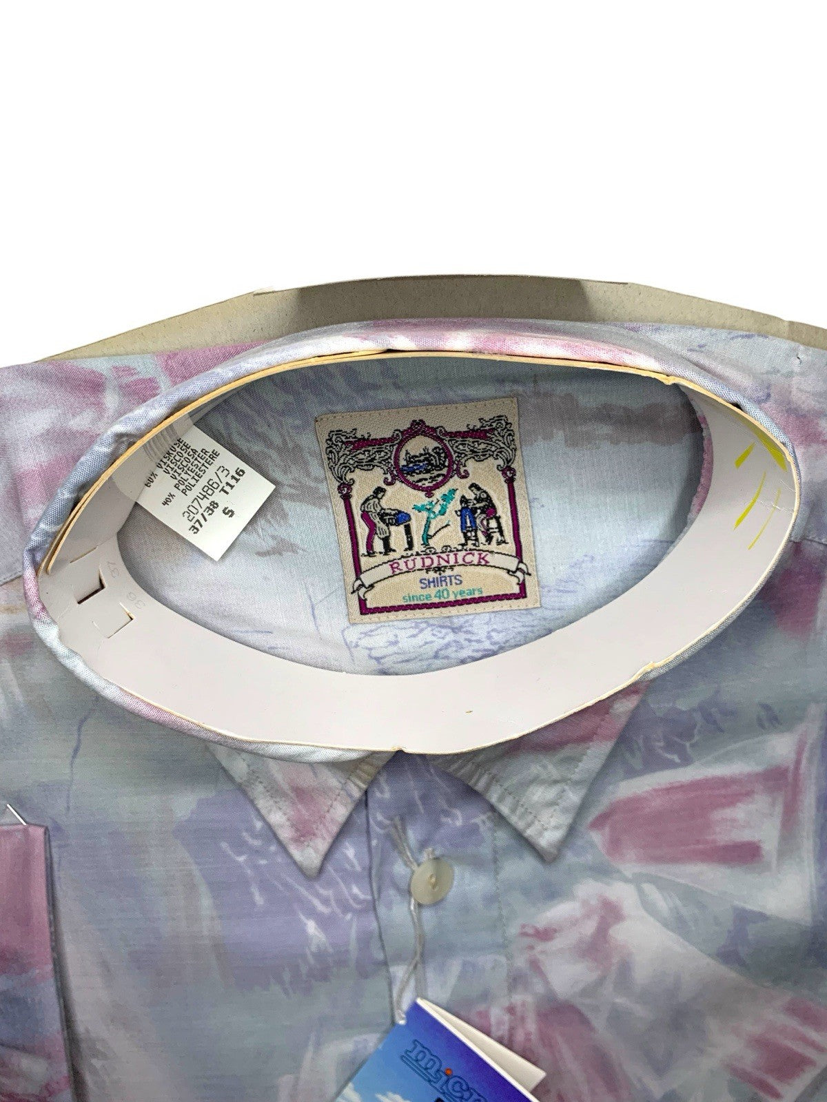 Vintage 90's Rudnick Light Blue Pink Patterned Short Sleeve Cotton Shirt Size S Casual Shirts & Tops by TheVoyageBird