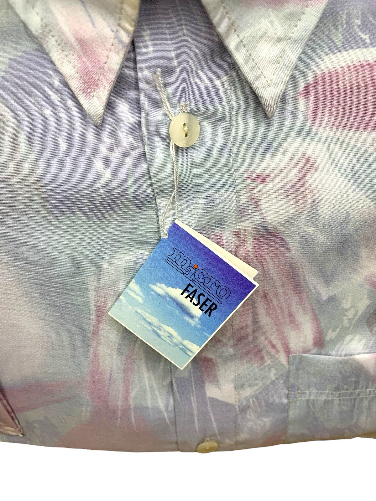 Vintage 90's Rudnick Light Blue Pink Patterned Short Sleeve Cotton Shirt Size S Casual Shirts & Tops by TheVoyageBird