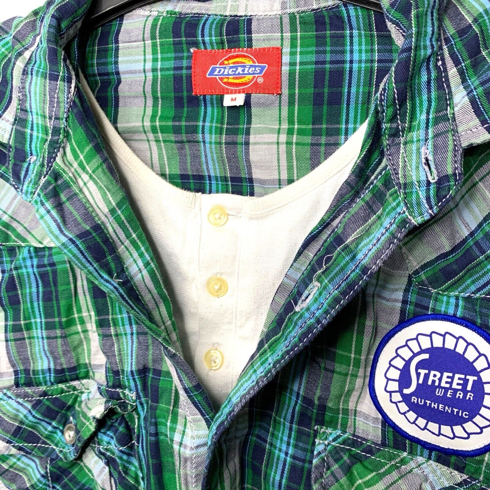 Vintage 90s/Y2K Dickies 2-Layer Green Check Long Sleeve Shirt | Size M Casual Shirts & Tops by TheVoyageBird