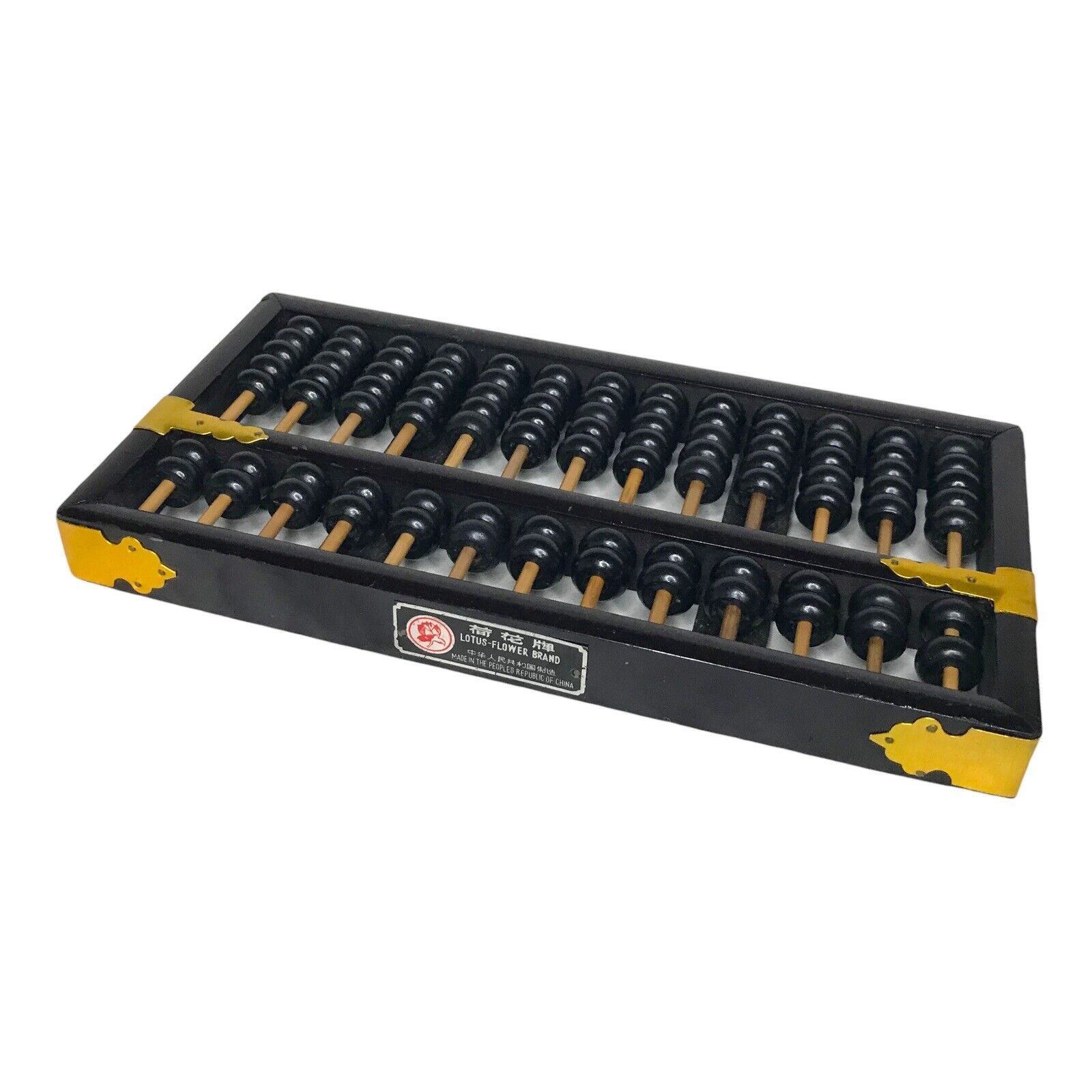 Vintage Abacus Chinese Lotus Flower Brand Black Beads - 13 Rows 91 Beads Other Chinese by TheVoyageBird