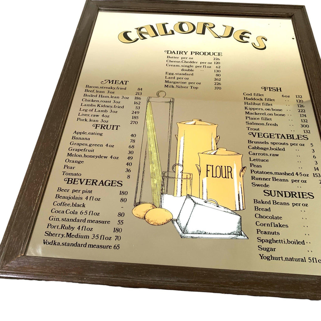 Vintage Aspell Saggers Calories Mirror Dairy Meat Fruit Fish Veg 60cm x 48cm 1970s by TheVoyageBird