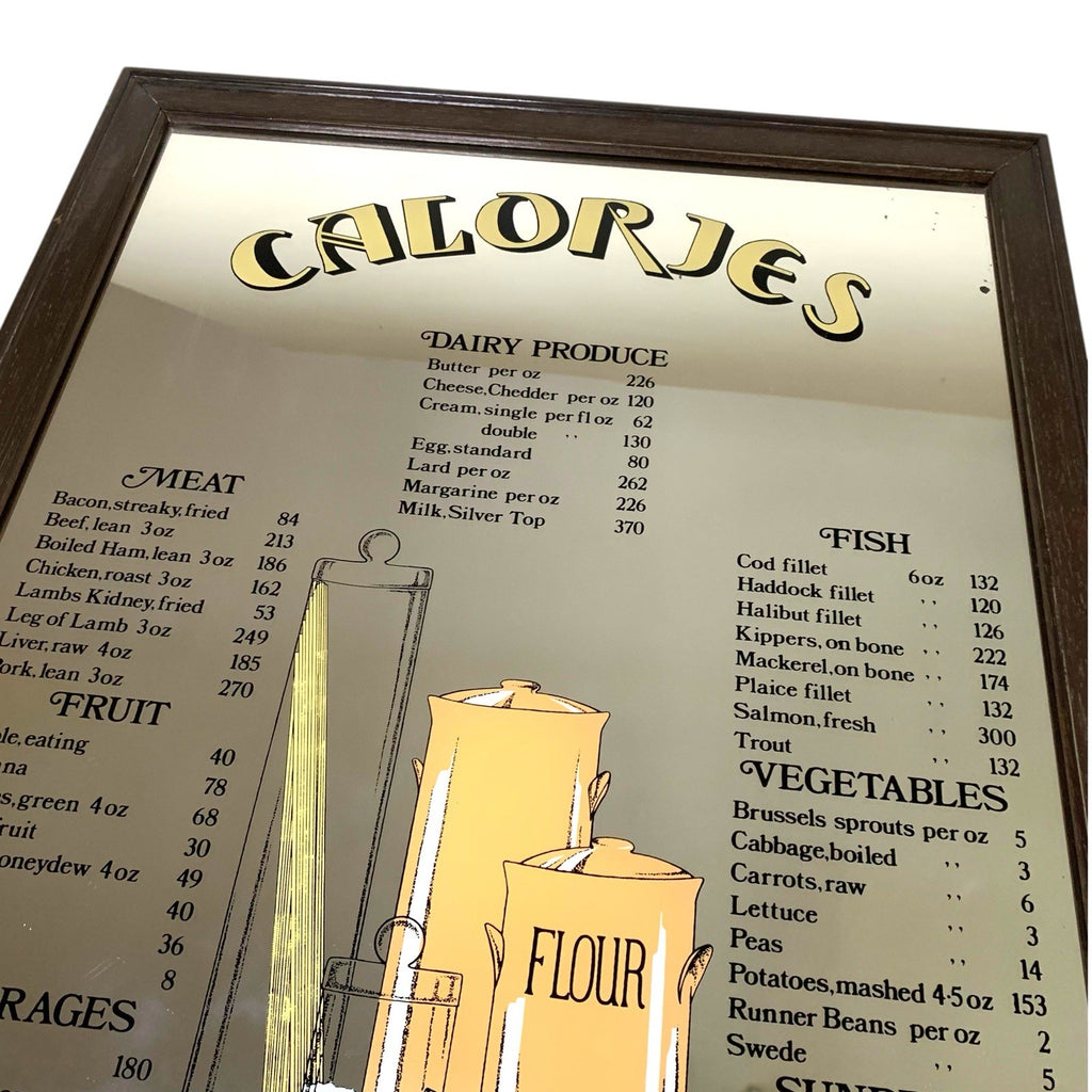 Vintage Aspell Saggers Calories Mirror Dairy Meat Fruit Fish Veg 60cm x 48cm 1970s by TheVoyageBird