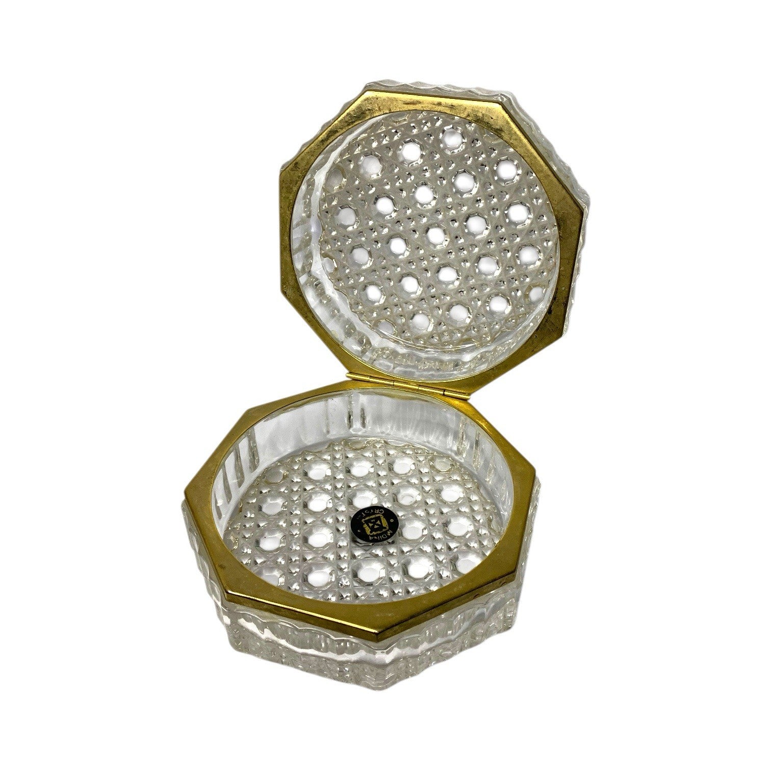 Vintage Baccarat Style Crystal Octagon Casket Box by Mdina Crystal 1960s-1980s Crystal by TheVoyageBird