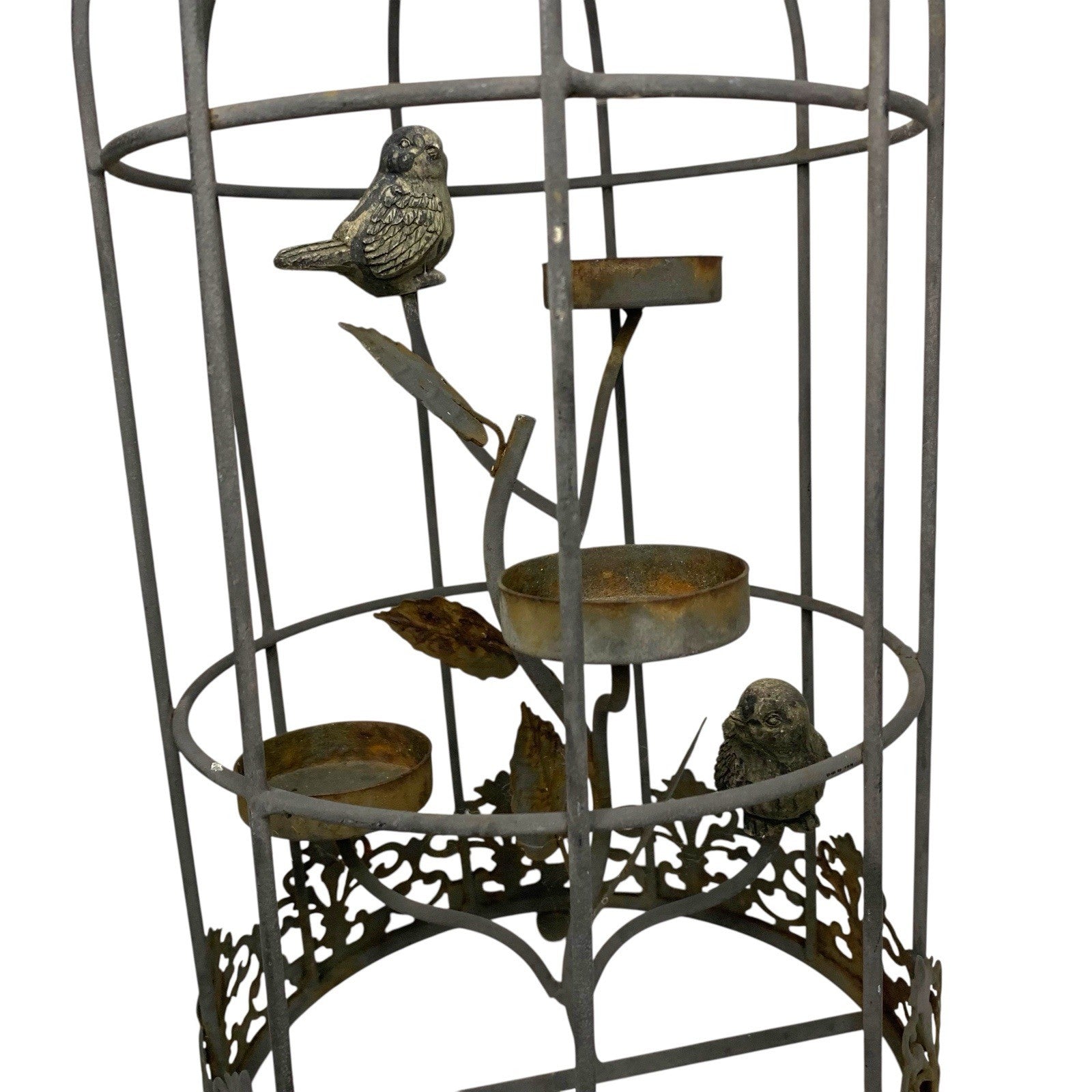 Vintage Birdcage Candle Holder – Rustic Metal Décor with 2 Birds – Aged Patina Candle & Tea Light Holders by TheVoyageBird
