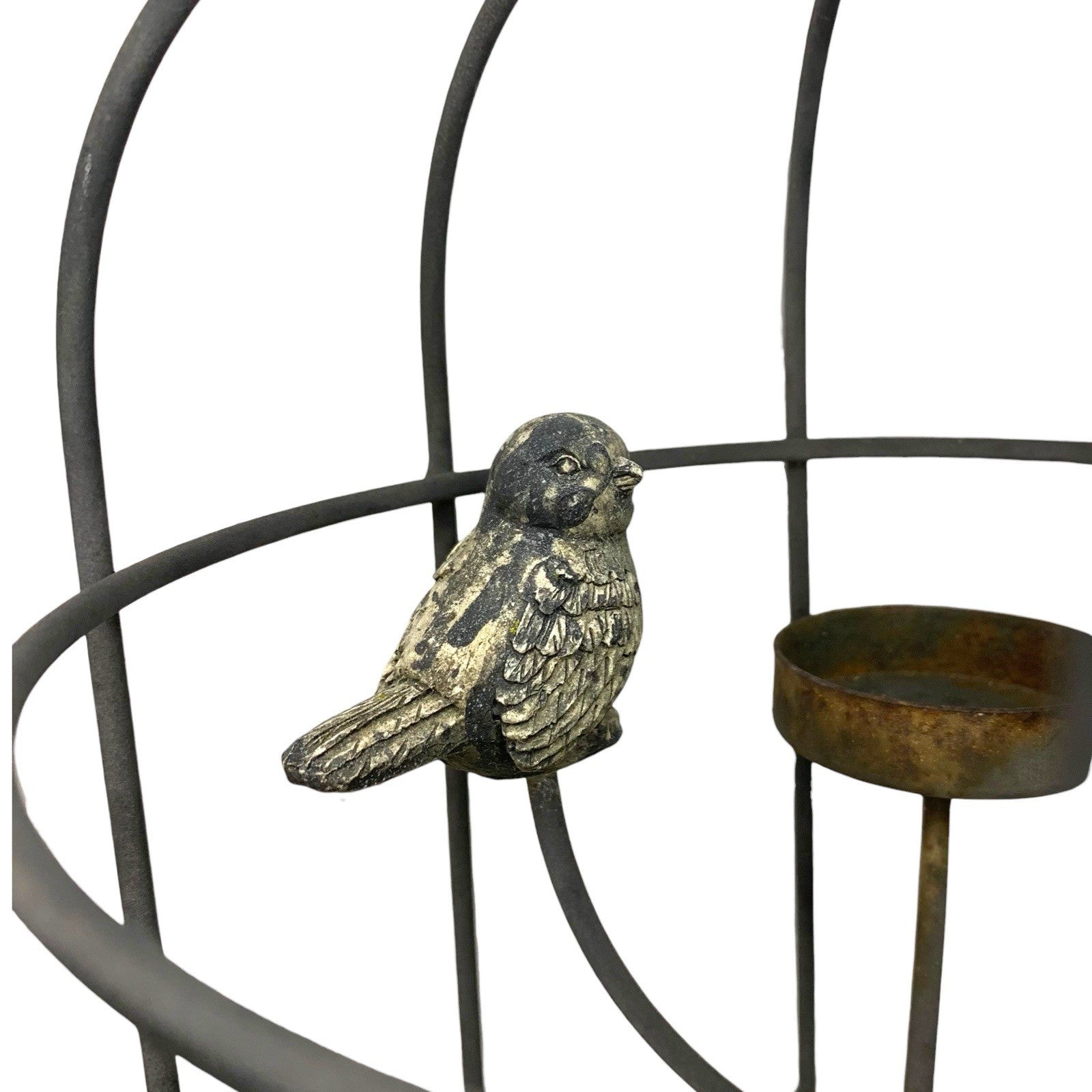 Vintage Birdcage Candle Holder – Rustic Metal Décor with 2 Birds – Aged Patina Candle & Tea Light Holders by TheVoyageBird