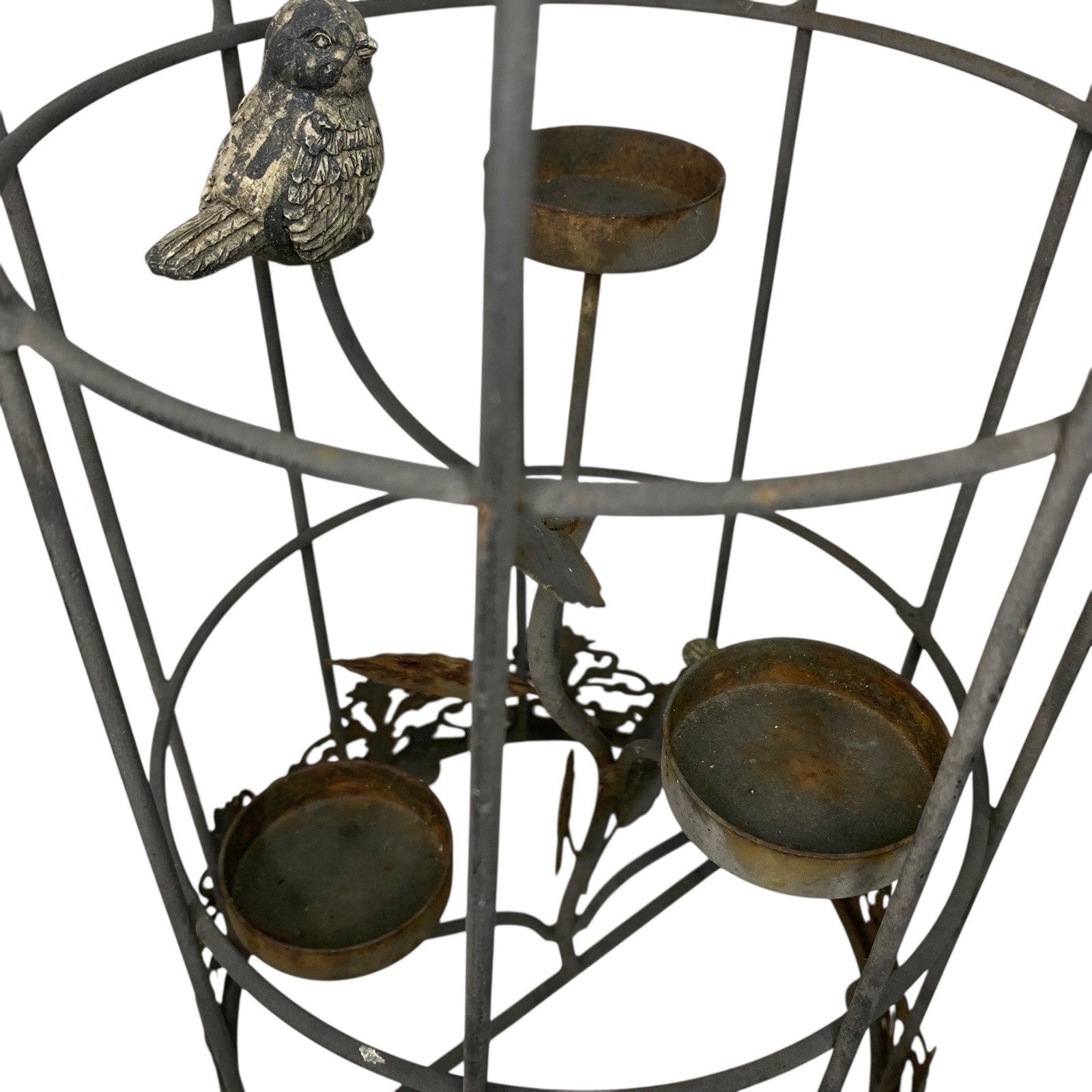 Vintage Birdcage Candle Holder – Rustic Metal Décor with 2 Birds – Aged Patina Candle & Tea Light Holders by TheVoyageBird