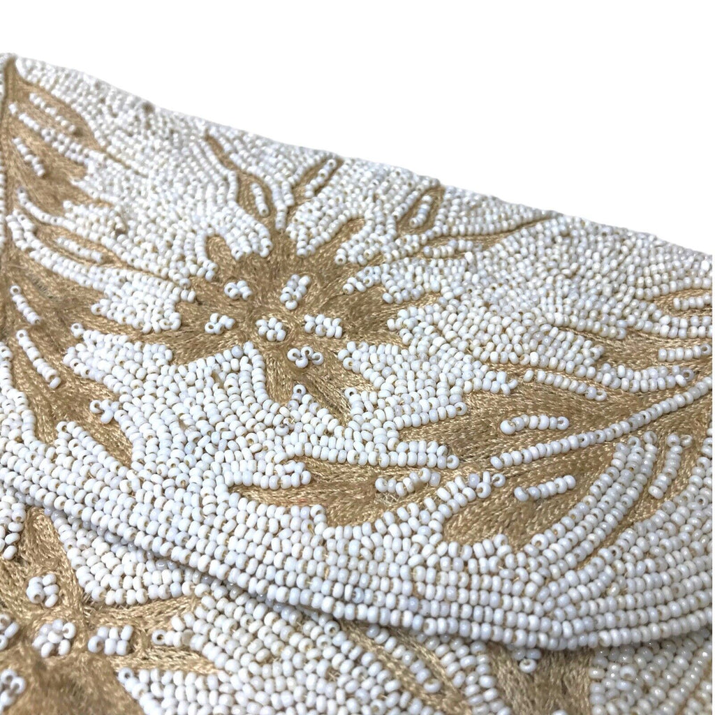 Vintage Brettle’s Silkestia White & Beige Micro Beaded Clutch Bag - Boxed Bags, Handbags & Cases by TheVoyageBird