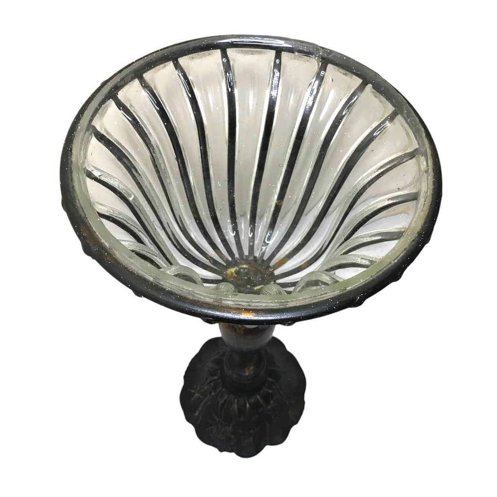 Vintage Caged Glass Cast Iron Pedestal Bowl Vase | Rustic Centerpiece Decor Adderley by TheVoyageBird