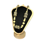 Vintage Carved Bovine Bone with Metal Spacer Beads Necklace Tribal Boho 1970s Vintage Reproduction Jewellery by TheVoyageBird