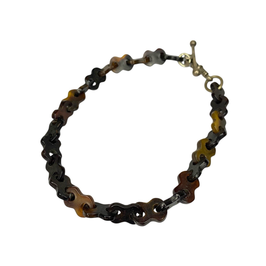 Vintage Carved Natural Buffalo Horn Chain Link Necklace Bracelet African by TheVoyageBird