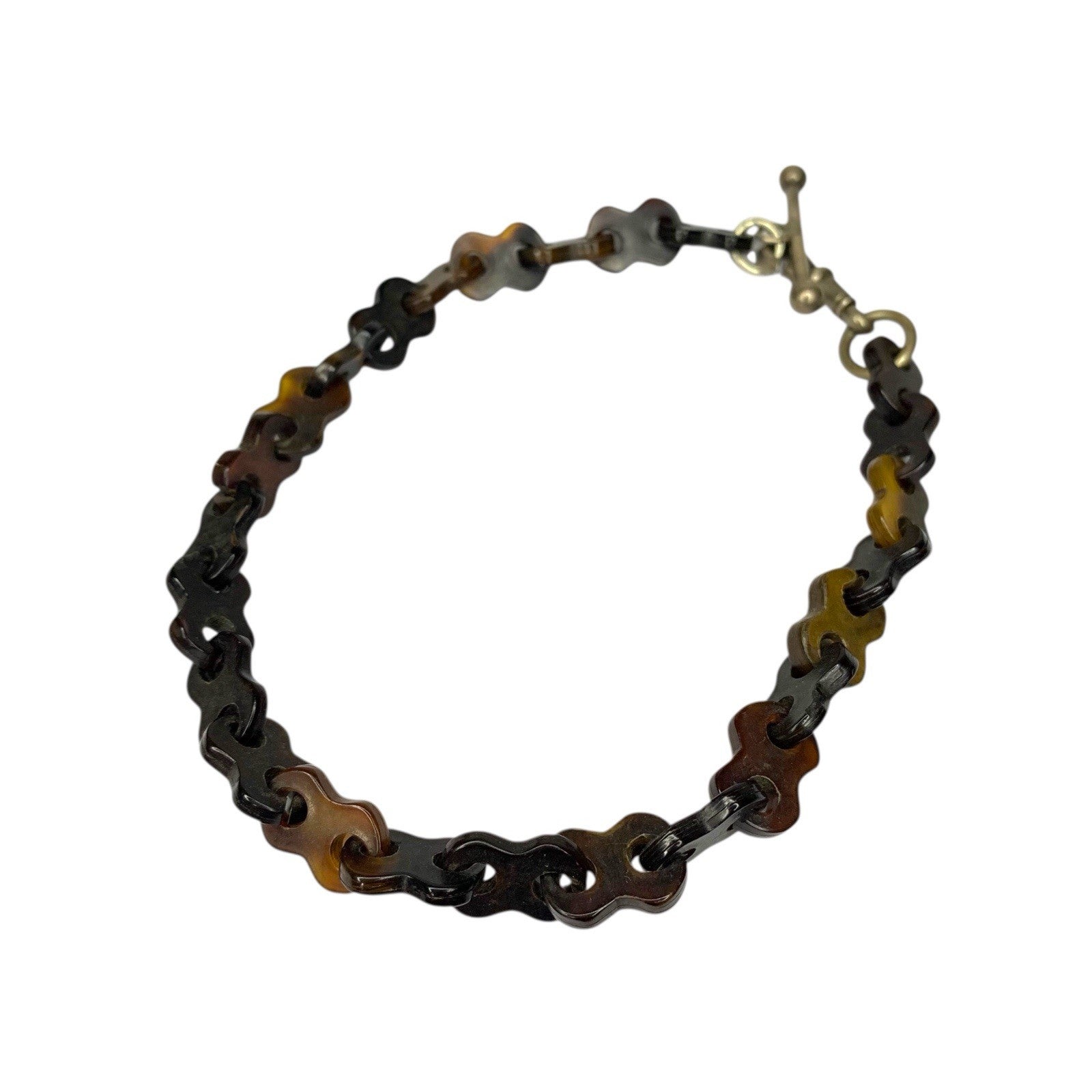 Vintage Carved Natural Buffalo Horn Chain Link Necklace Bracelet African by TheVoyageBird