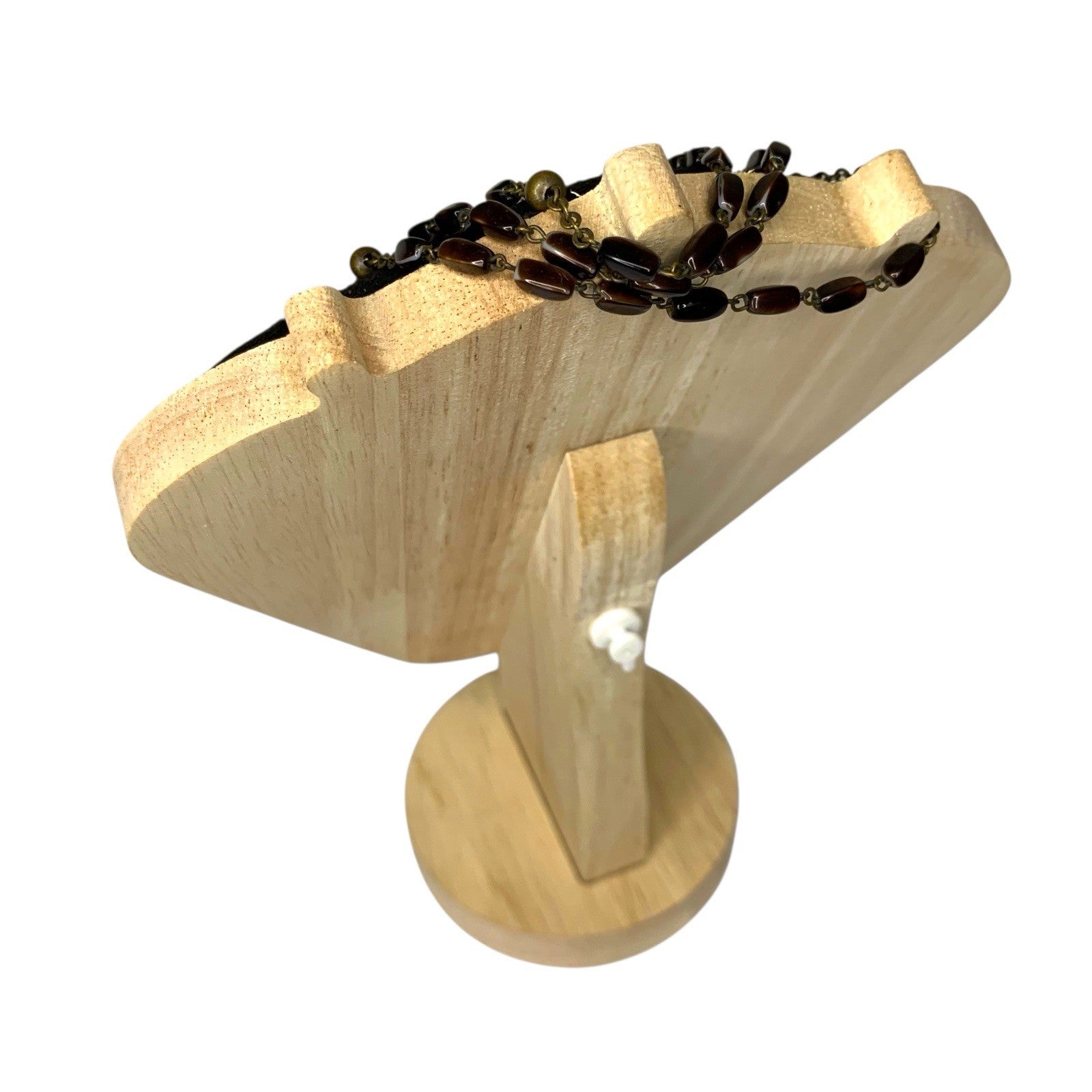 Vintage Catholic Rosary Brown Natural Beads Gold Tone Crucifix Sacred Cross Rosaries by TheVoyageBird