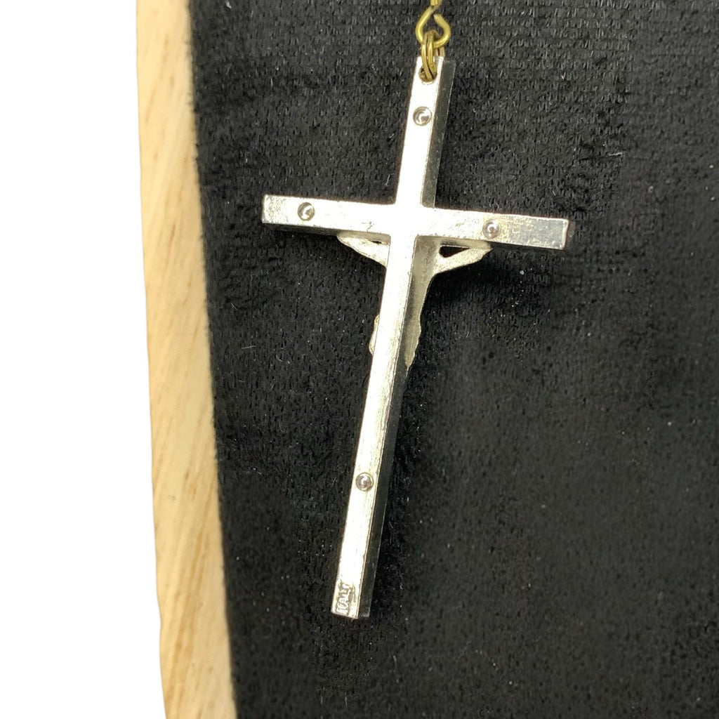 Vintage Catholic Rosary White Oval Beads Silver Tone INRI Crucifix Sacred Italy Rosaries by TheVoyageBird