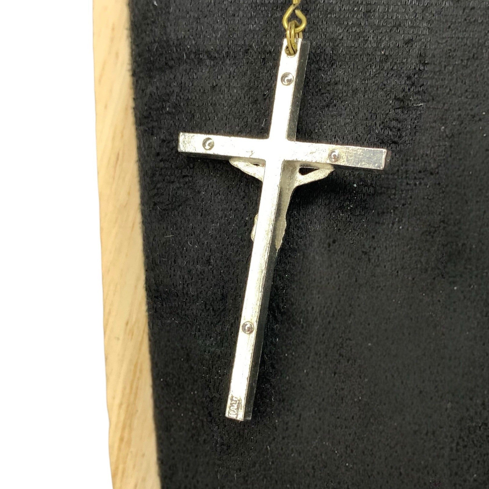 Vintage Catholic Rosary White Oval Beads Silver Tone INRI Crucifix Sacred Italy Rosaries by TheVoyageBird