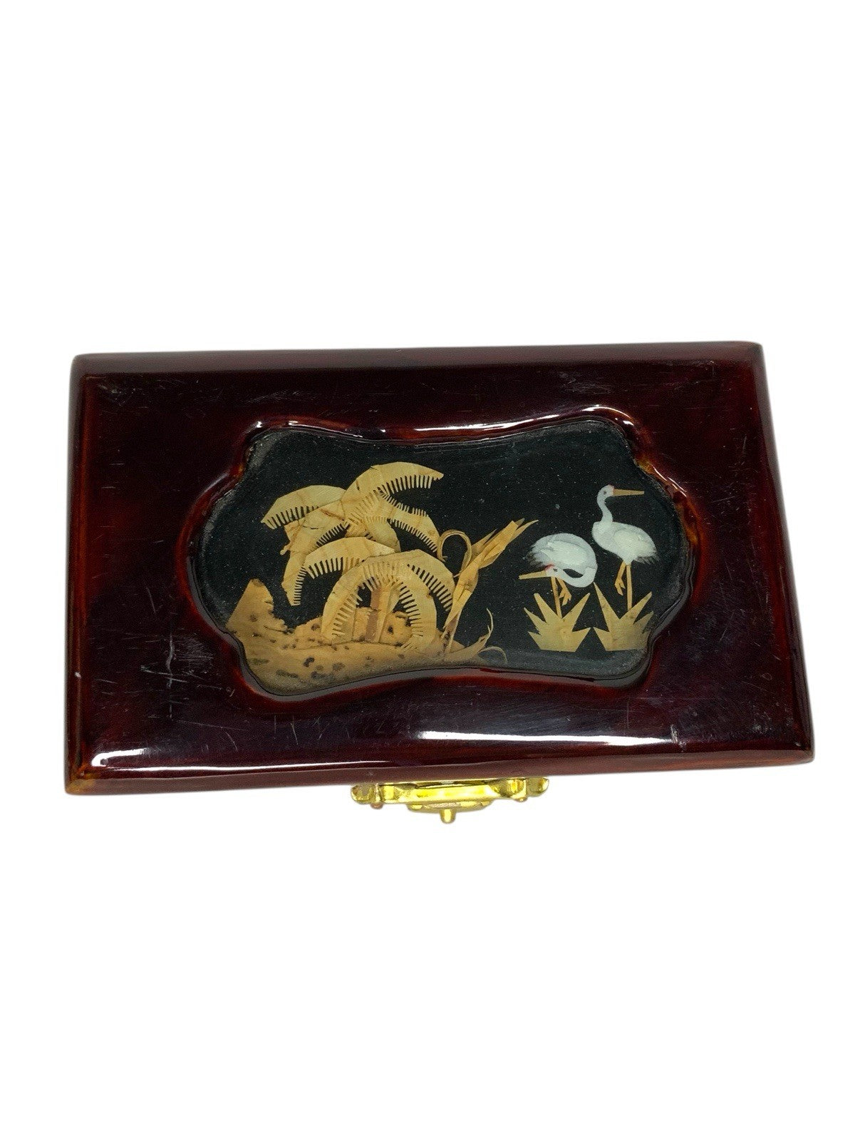 Vintage Chinese Cork Diorama Trinket Box – Handcrafted Wood Jewellery Case 9cm Boxes by TheVoyageBird