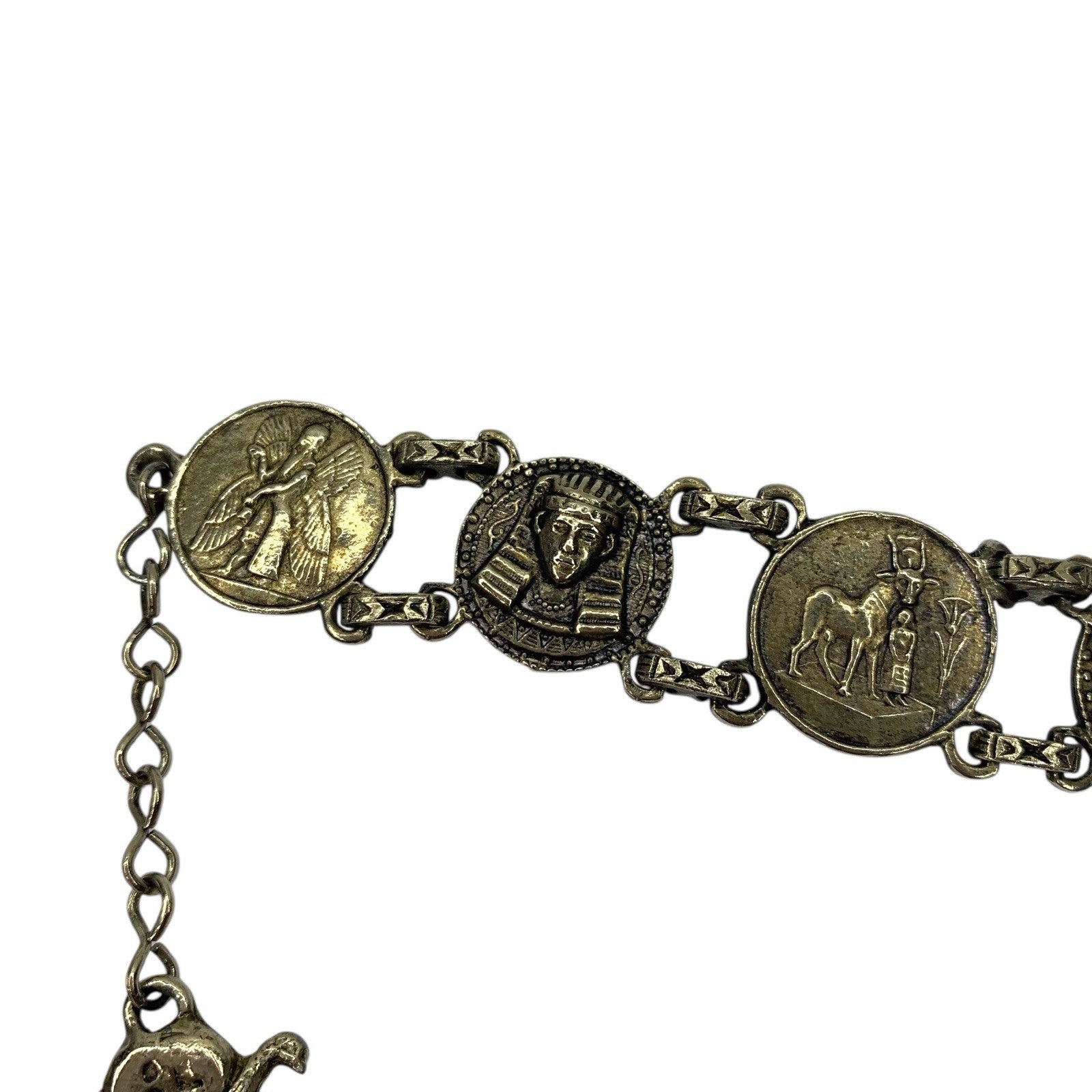 Vintage Egyptian Revival Panel Bracelet Silver Tone Pharaoh Sphinx Design Jewellery by TheVoyageBird