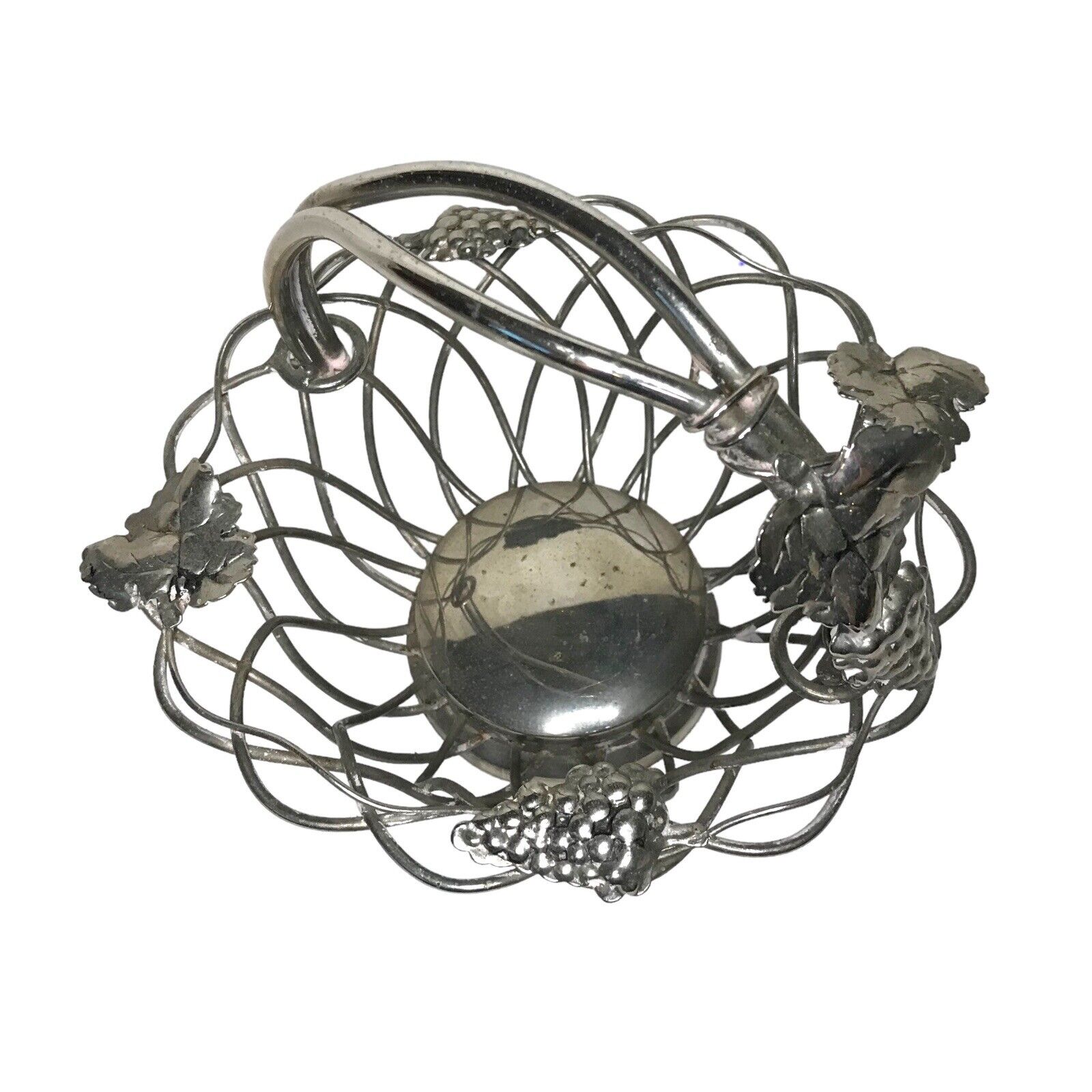 Vintage Godinger Silver Plated Large Wire Grape Leaf & Vine Basket Silver (Plate) by TheVoyageBird