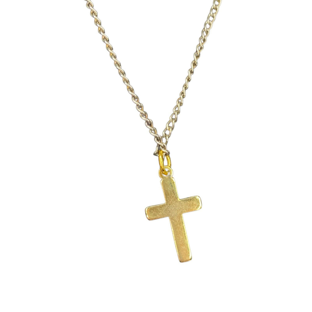 Vintage Gold Tone Cross with Textured Surface Necklace Vintage Reproduction Jewellery by TheVoyageBird
