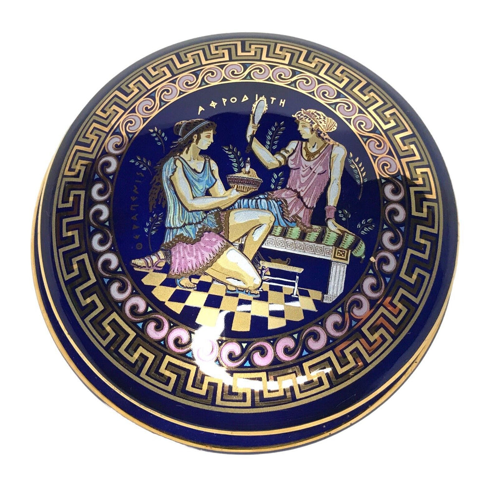 Vintage Greece Oepanenis & Aopodiath Blue with Gold Trim Trinket Dish with Lid Lilliput Lane by TheVoyageBird