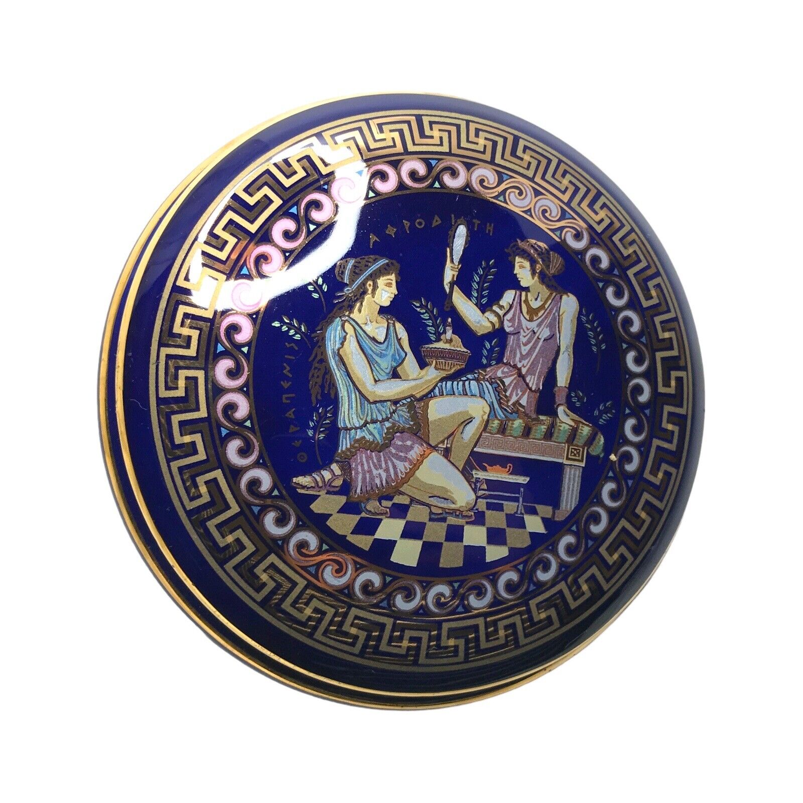 Vintage Greece Oepanenis & Aopodiath Blue with Gold Trim Trinket Dish with Lid Lilliput Lane by TheVoyageBird