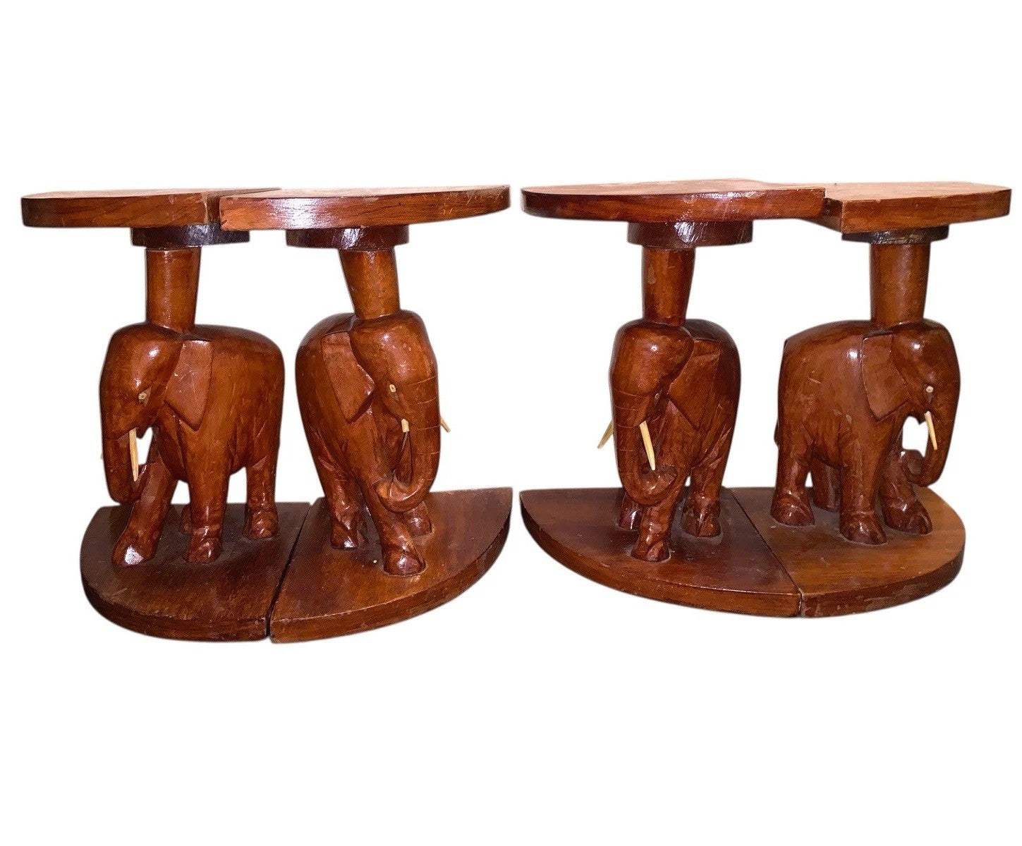 Vintage Hand Carved Wooden Elephant Pedestal Tables Set of 4 Nesting Project Tables by TheVoyageBird