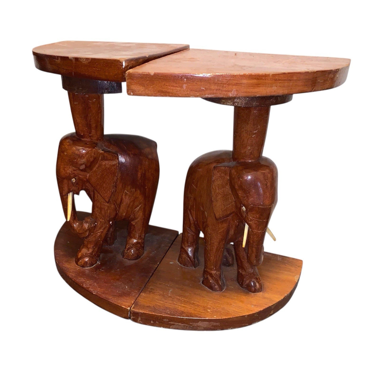 Vintage Hand Carved Wooden Elephant Pedestal Tables Set of 4 Nesting Project Tables by TheVoyageBird
