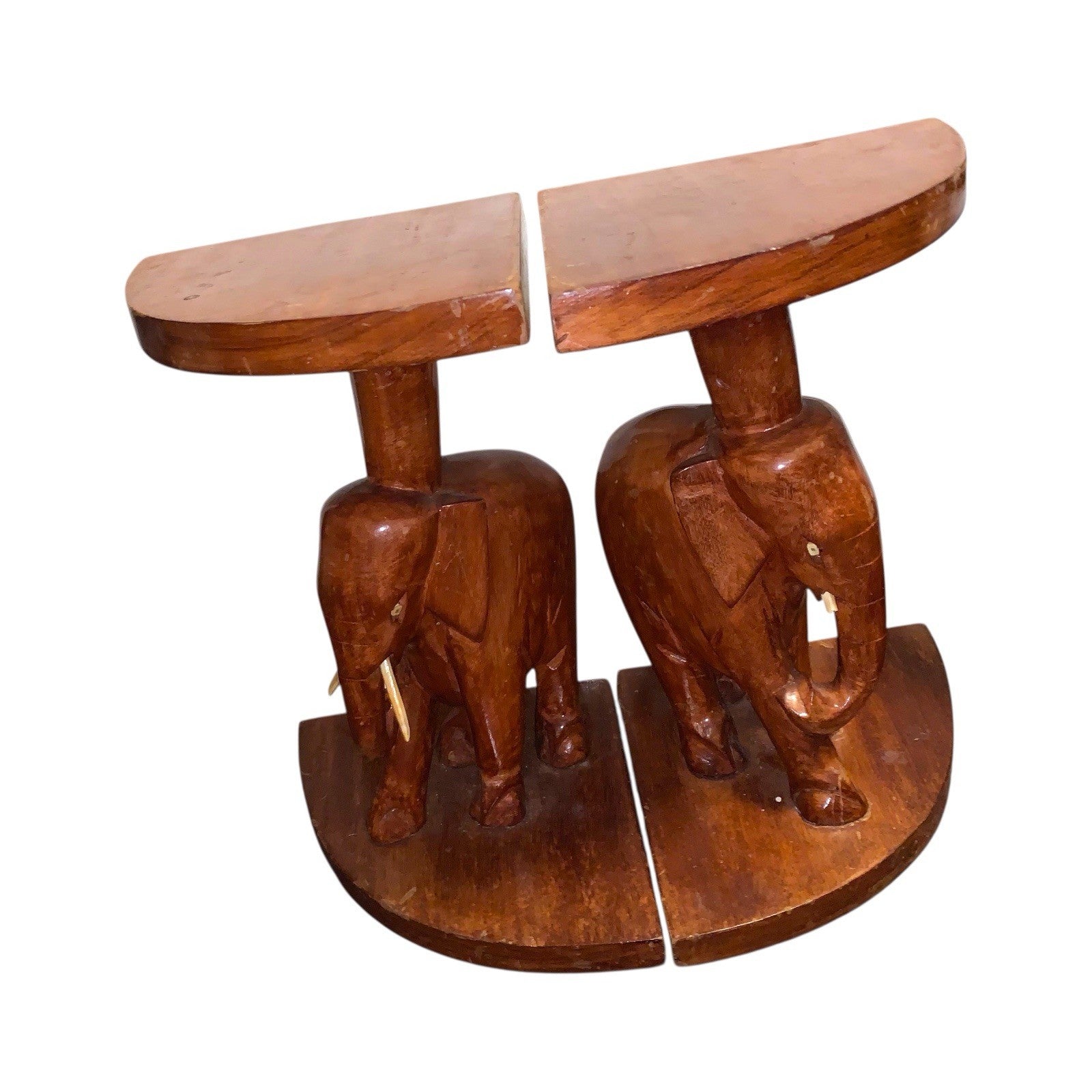 Vintage Hand Carved Wooden Elephant Pedestal Tables Set of 4 Nesting Project Tables by TheVoyageBird