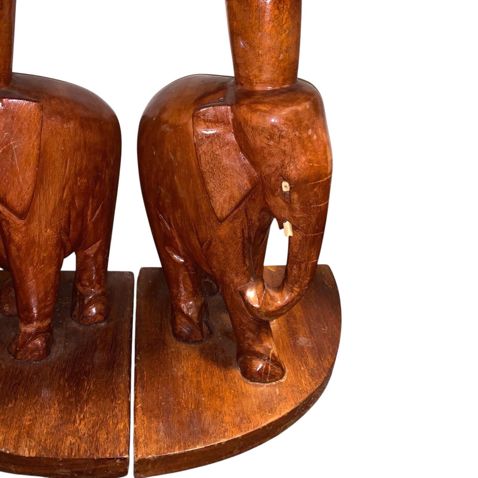 Vintage Hand Carved Wooden Elephant Pedestal Tables Set of 4 Nesting Project Tables by TheVoyageBird